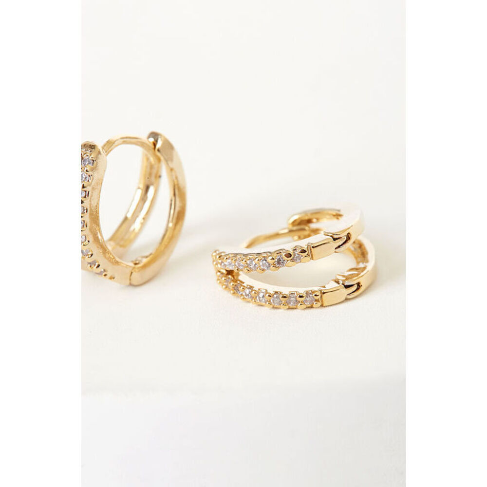Lulus Our Little Secret Gold Rhinestone Mini Hoop Earrings